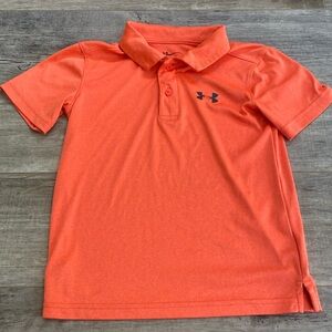 Under armour orange collars shirt size youth 7.  Good condition